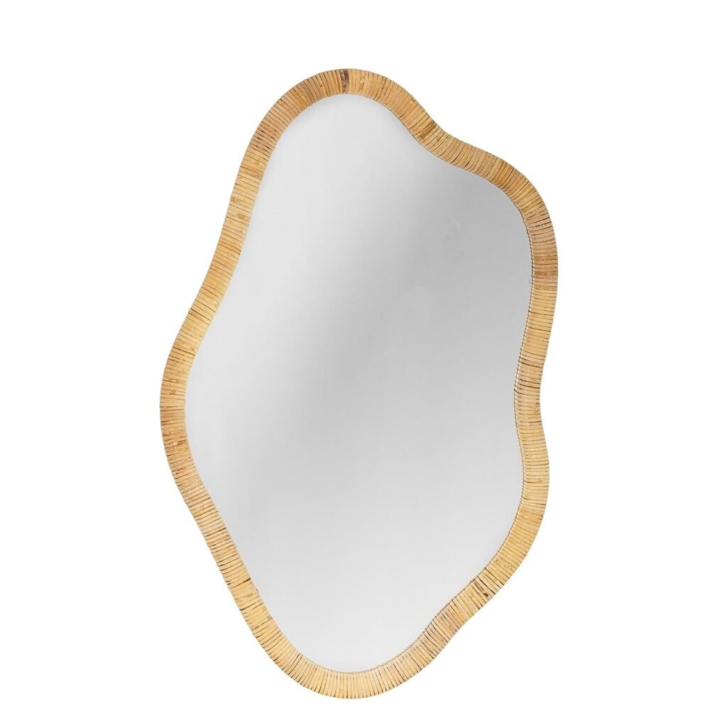 Ashlie Curved Wall Mirror, Rattan