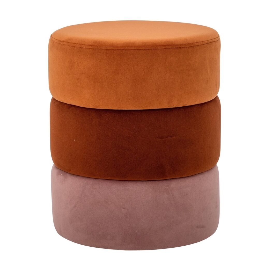 Bilbao Velour Pouf, Orange