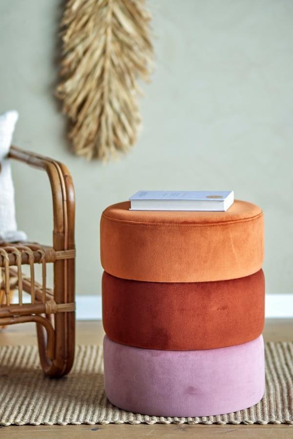 Bilbao Velour Pouf, Orange - Image 2