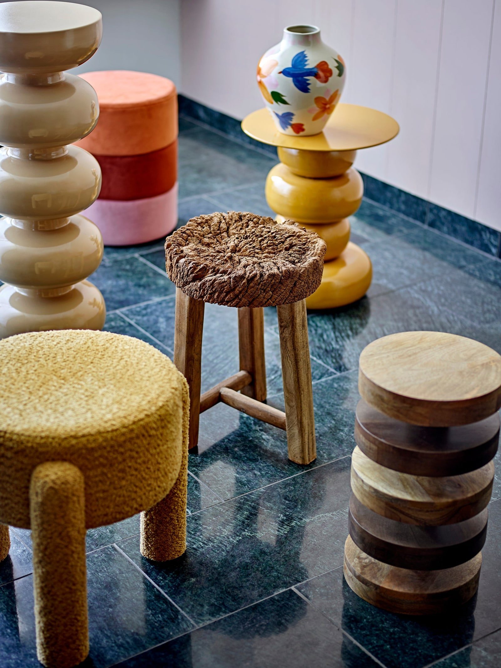 Bilbao Velour Pouf, Orange - Image 4
