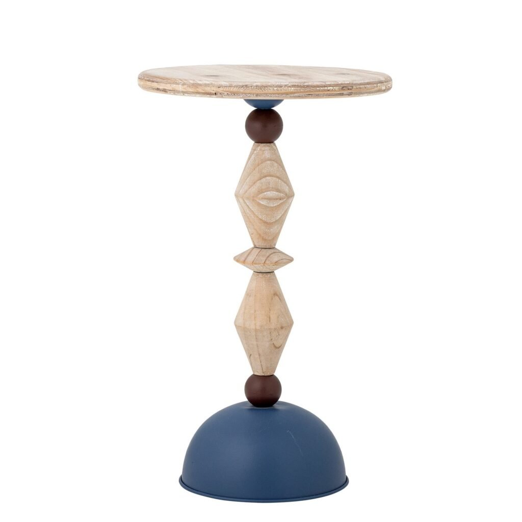 Mannelli Round Side Table, Whitewashed Firwood