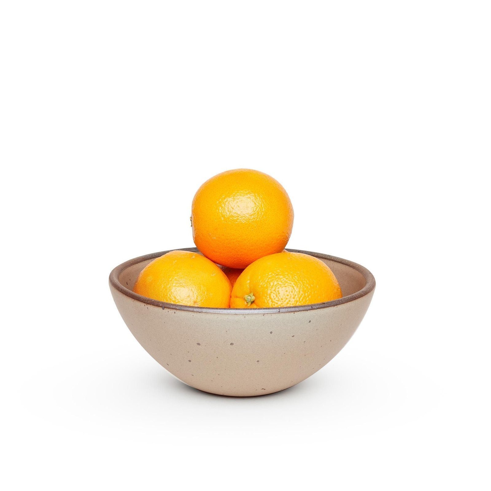 gardengox soup bowl in Warm Taupe, shown with oranges